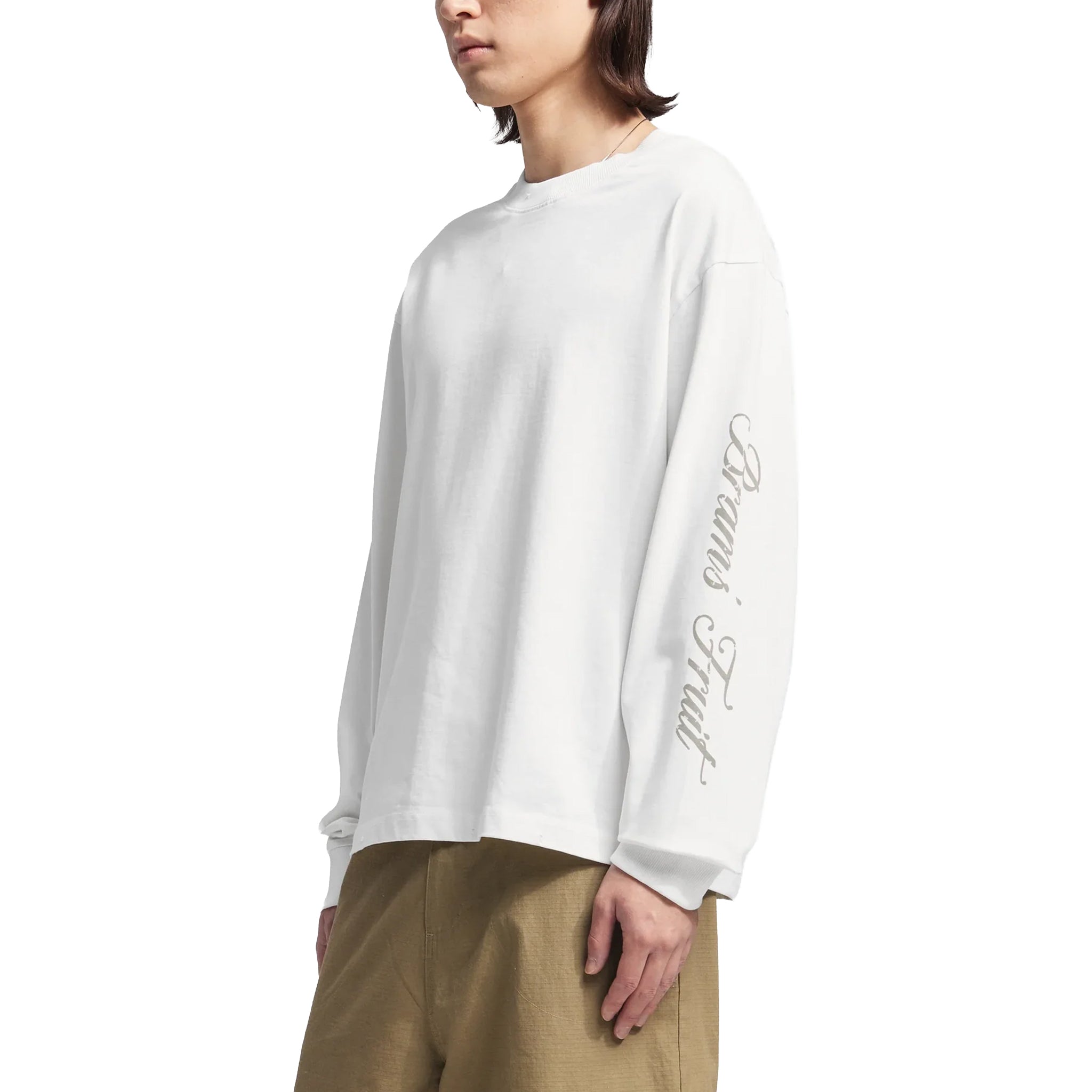Bram's fruit Distressed script logo longsleeve Off White