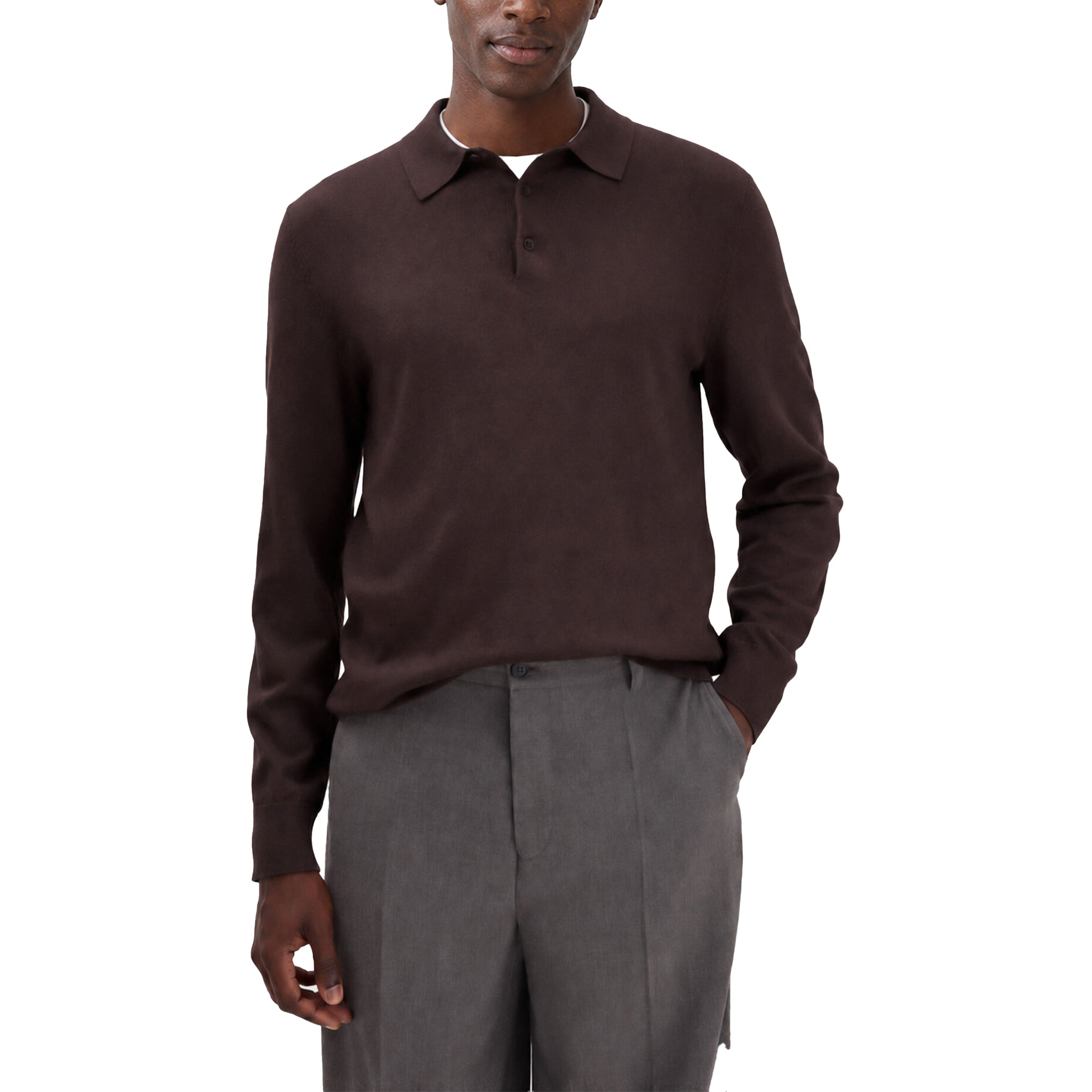 Filippa K Knitted polo shirt Chocolate