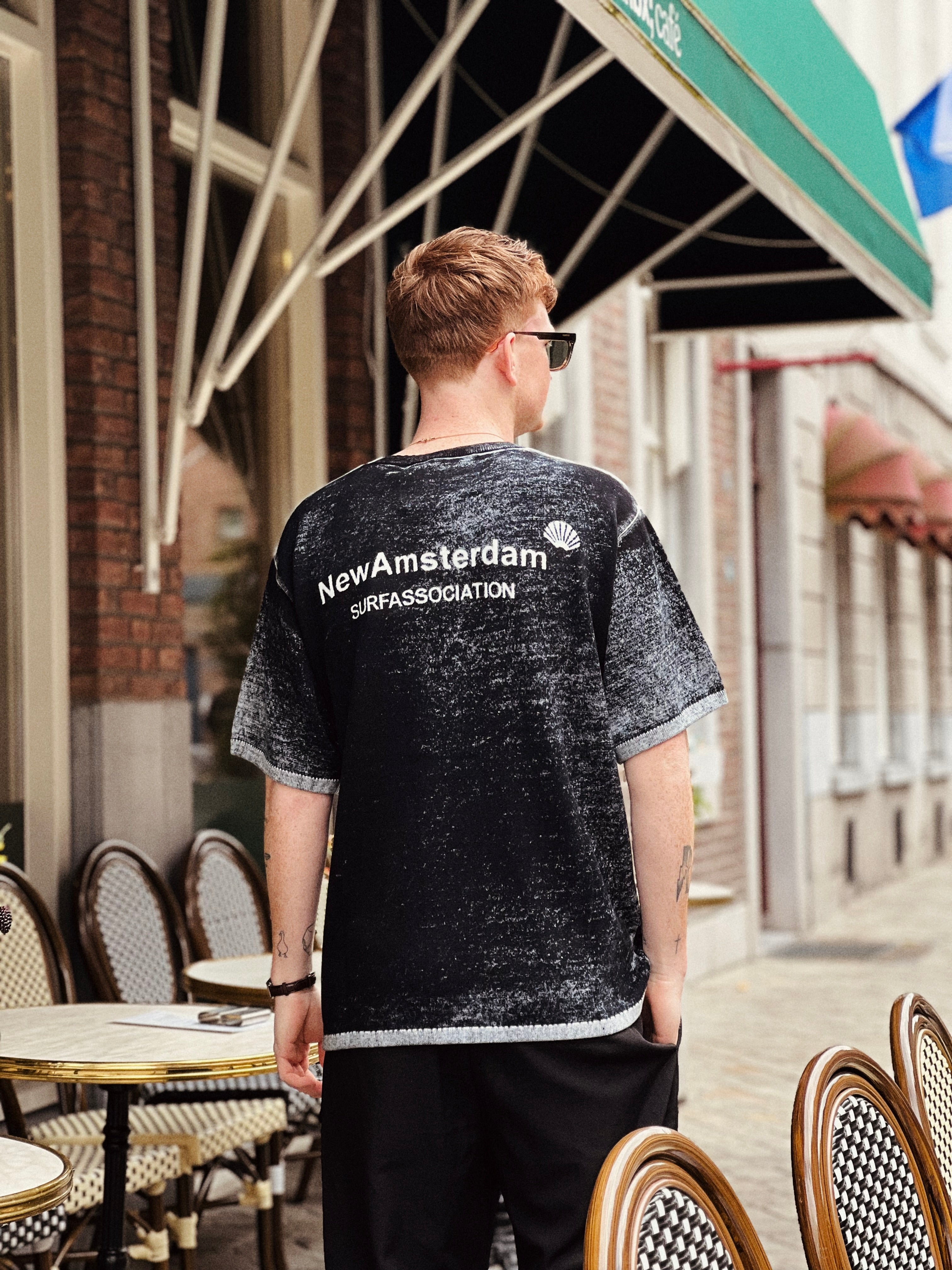 New Amsterdam Surf Association Logo knit tee inside print Black