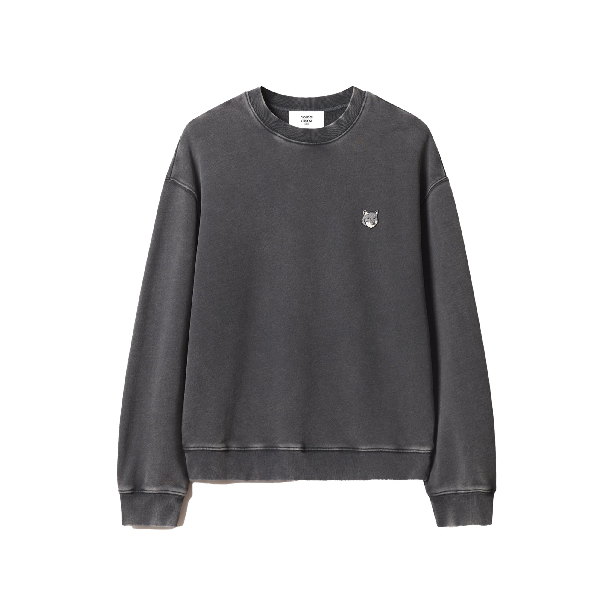 Maison Kitsuné Fox head faded comfort sweat Washed Black