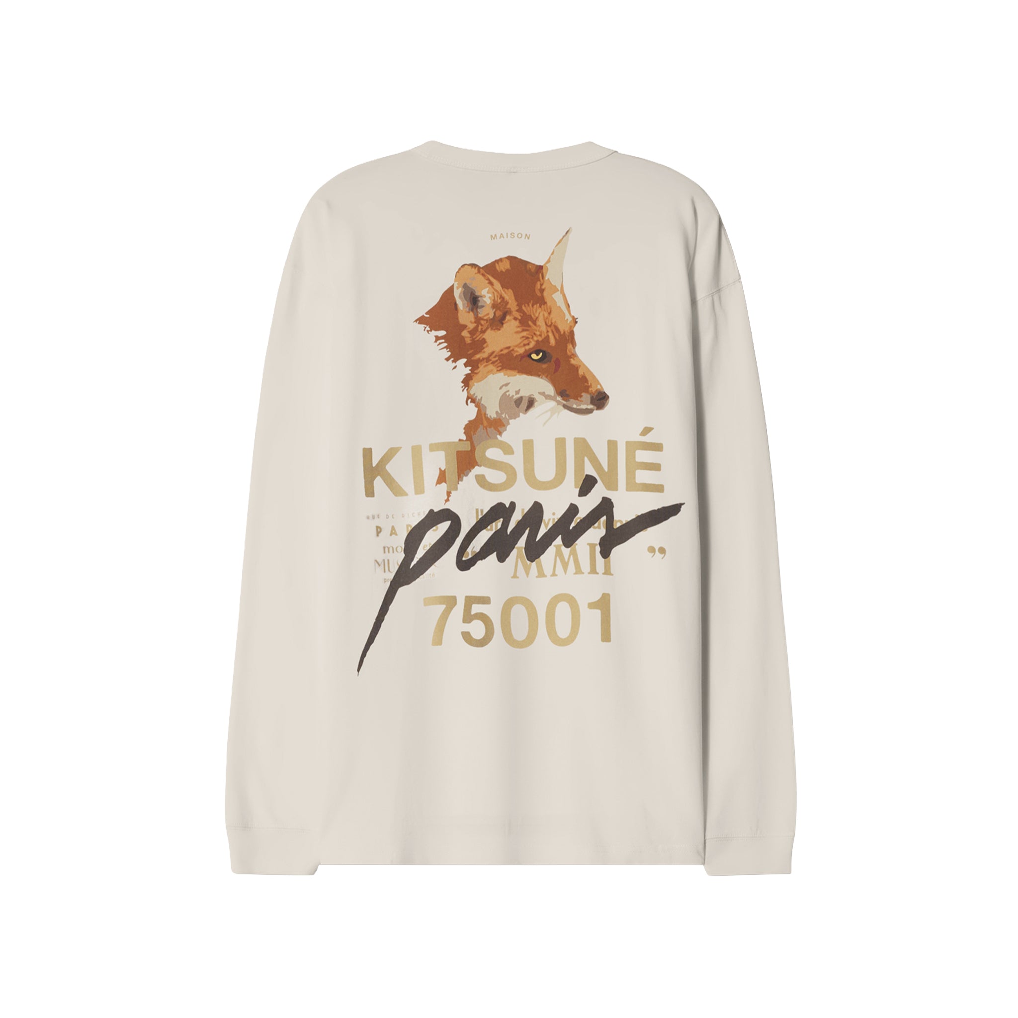 Maison Kitsuné Mmii fox head oversize long sleeve tee-shirt Beige