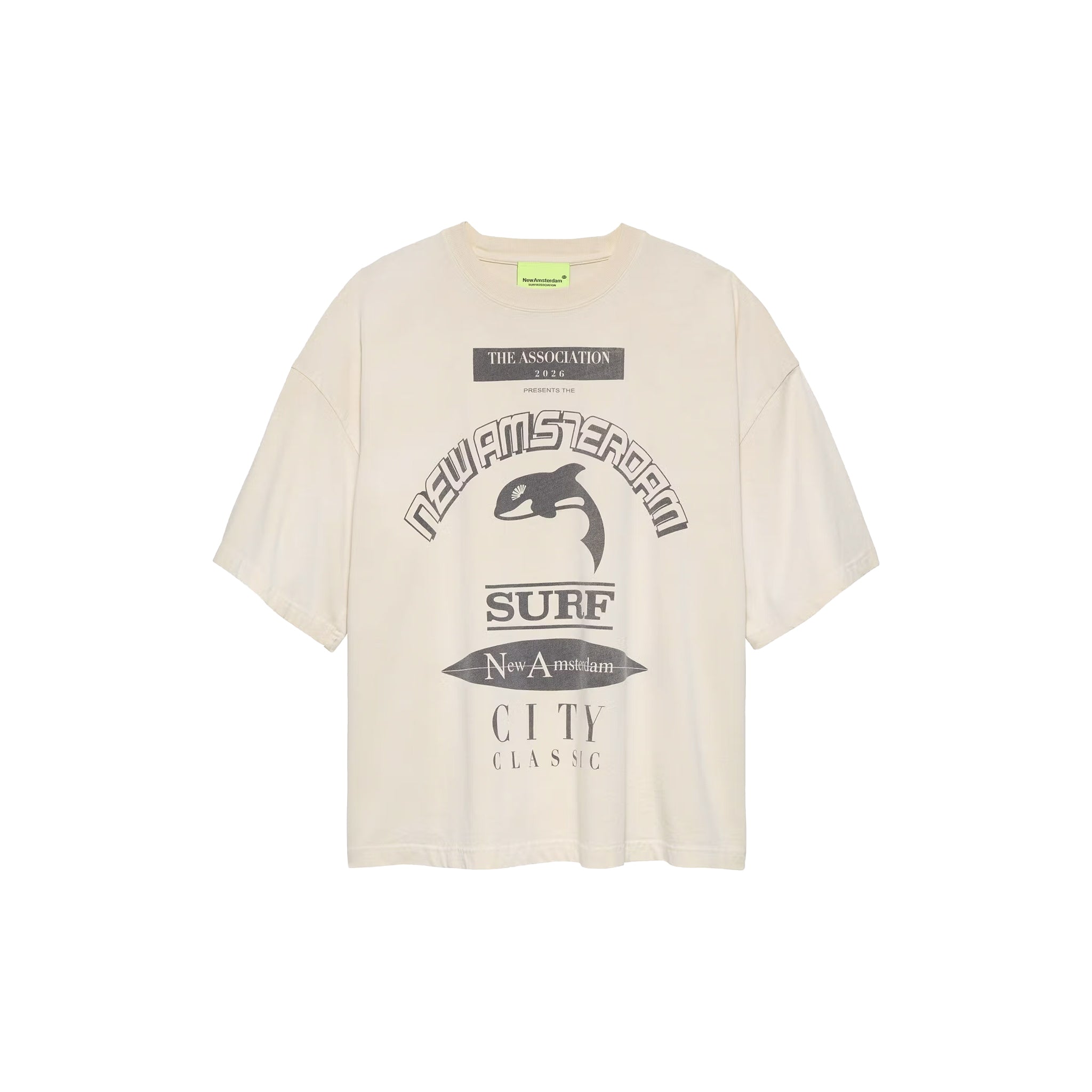 New Amsterdam Surf Association Announcement t-shirt Ecru