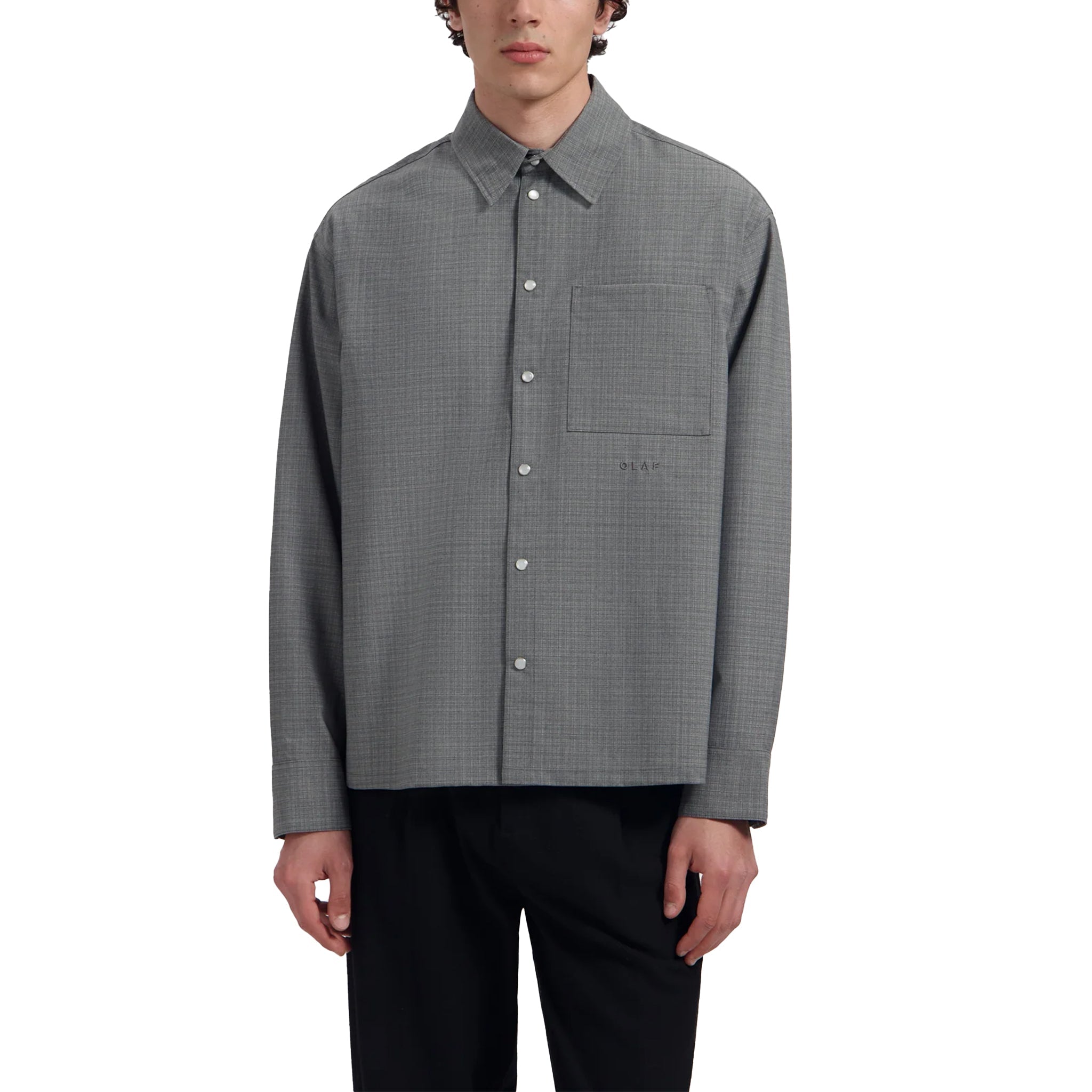 OLAF Wool boxy shirt Heather Grey