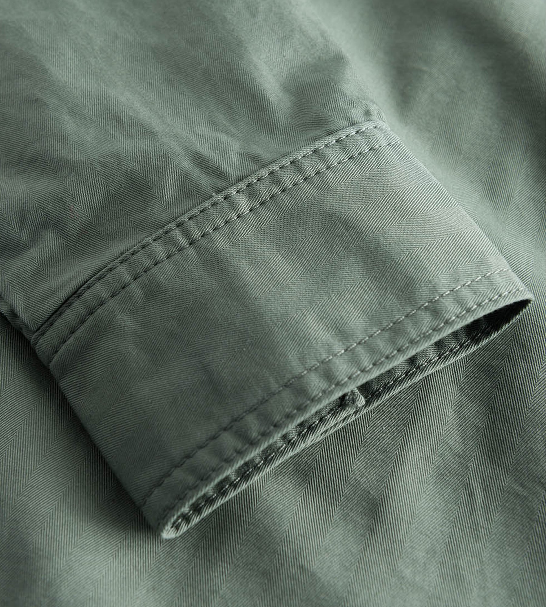 Wood Wood Avenir Crisp Herringbone Shirt Olive