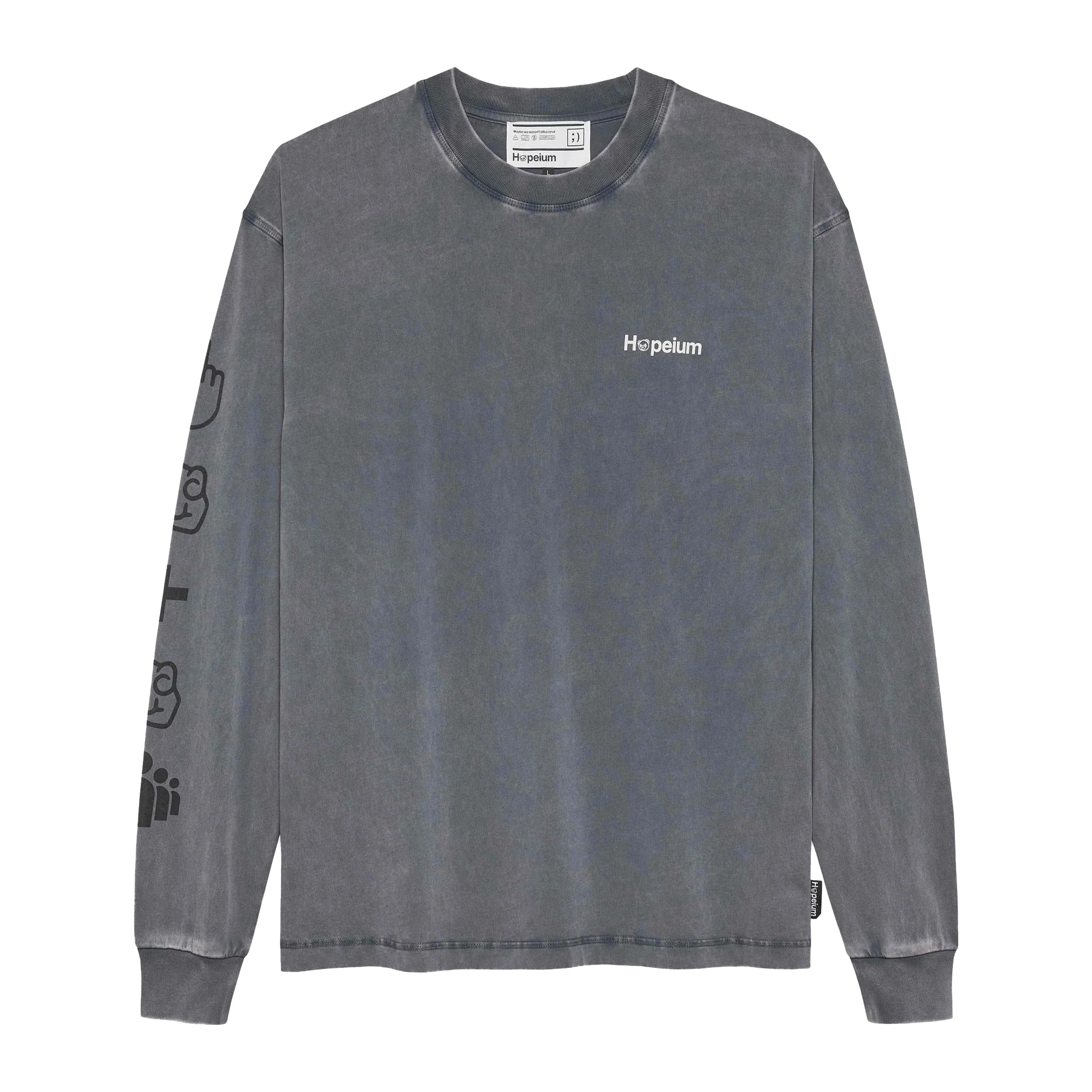 Hopeium Text tee l/s Washed Grey