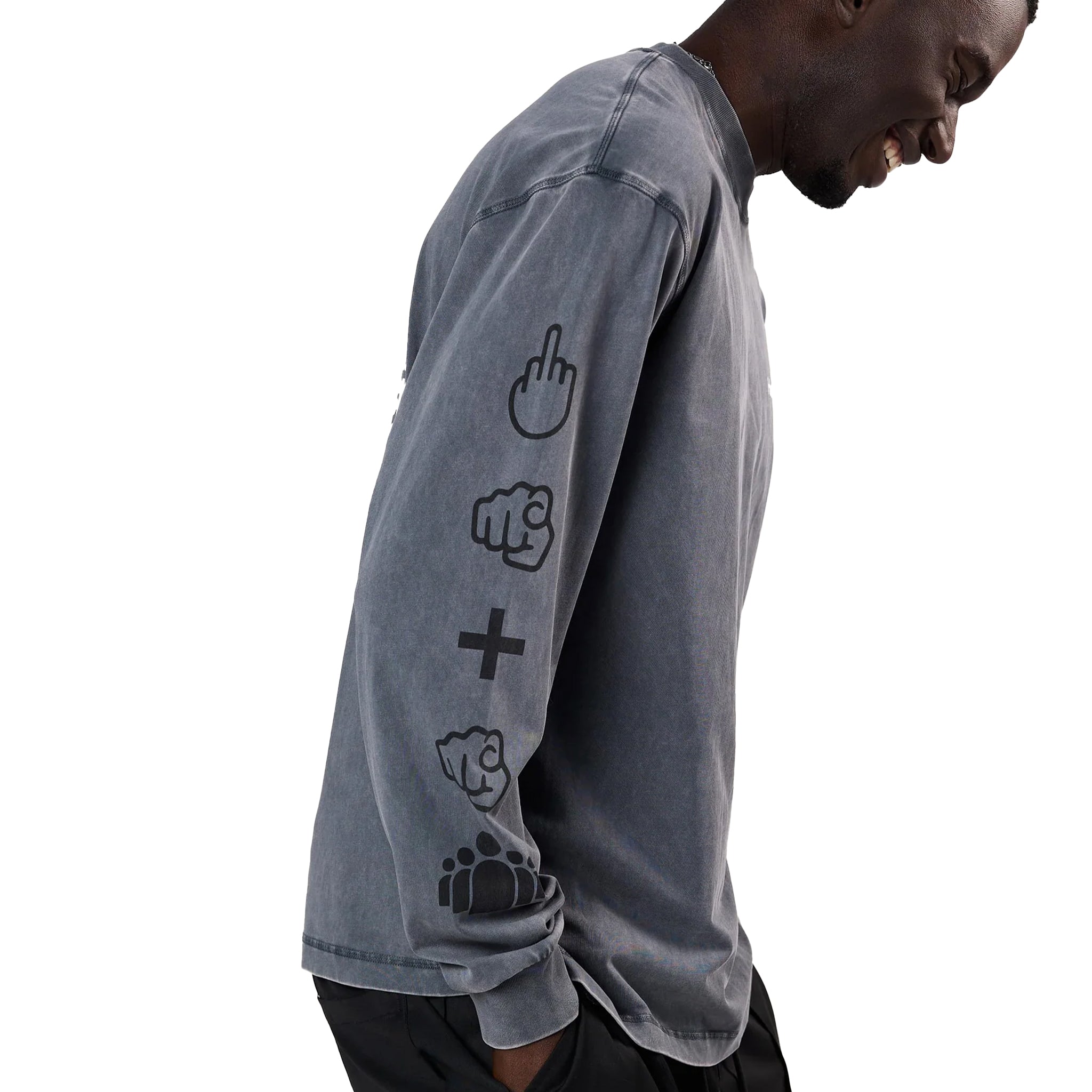Hopeium Text tee l/s Washed Grey