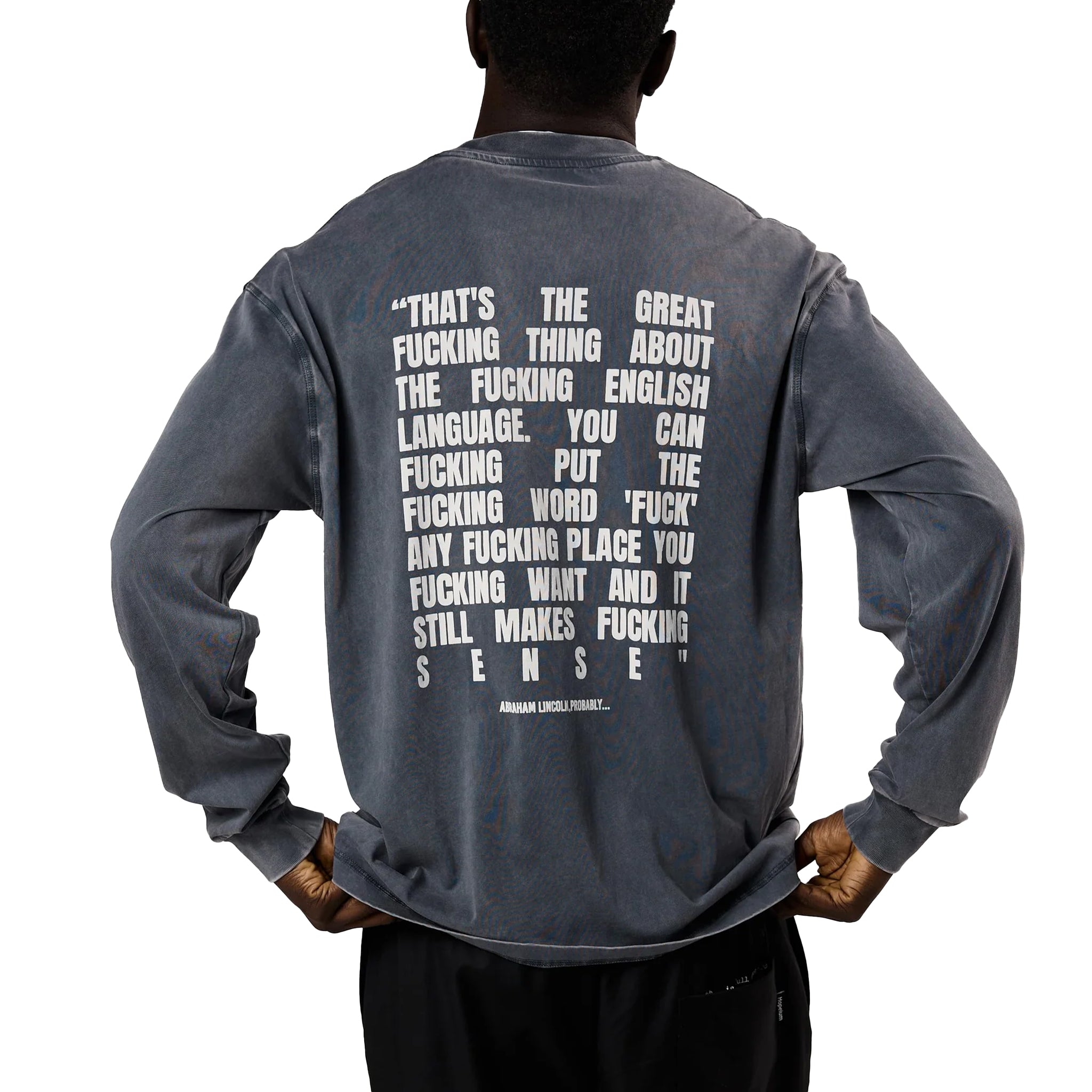 Hopeium Text tee l/s Washed Grey