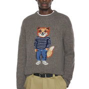 Maison Kitsuné Dressed fox intarsia wool jumper Dark Grey