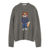 Maison Kitsuné Dressed fox intarsia wool jumper Dark Grey