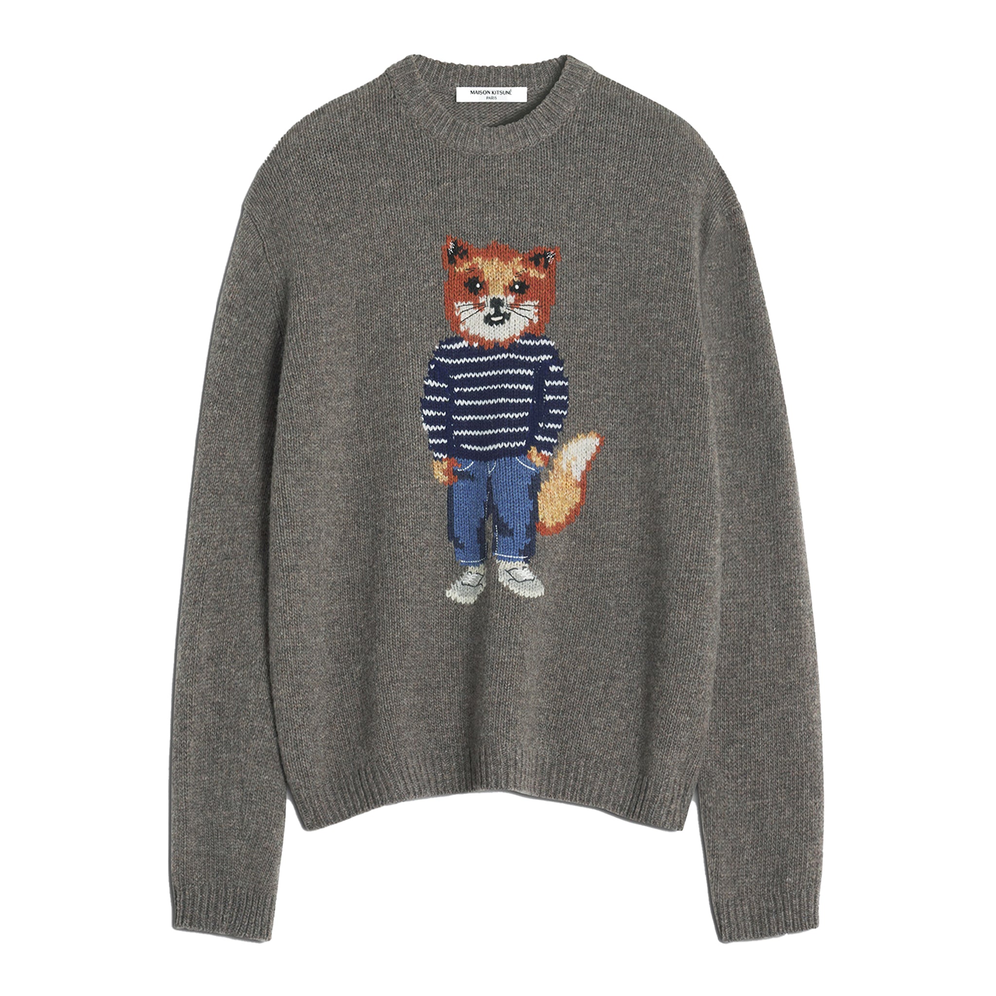 Maison Kitsuné Dressed fox intarsia wool jumper Dark Grey