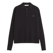 Maison Kitsuné Fox head wool ribbed polo jumper Black