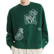 Maison Kitsuné Art nouveau stamps oversized sweatshirt Green