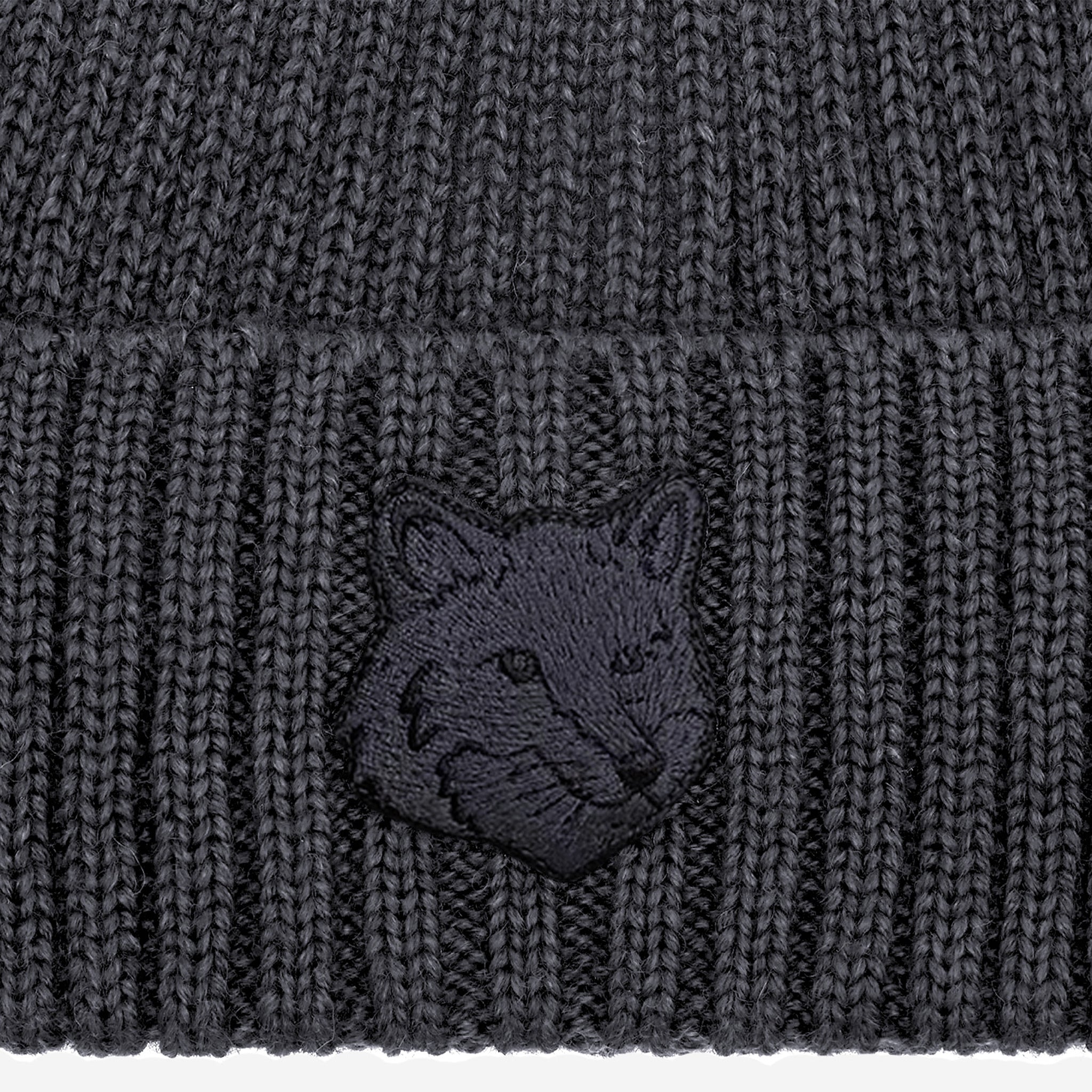 Maison Kitsuné Fox head beanie Charcoal