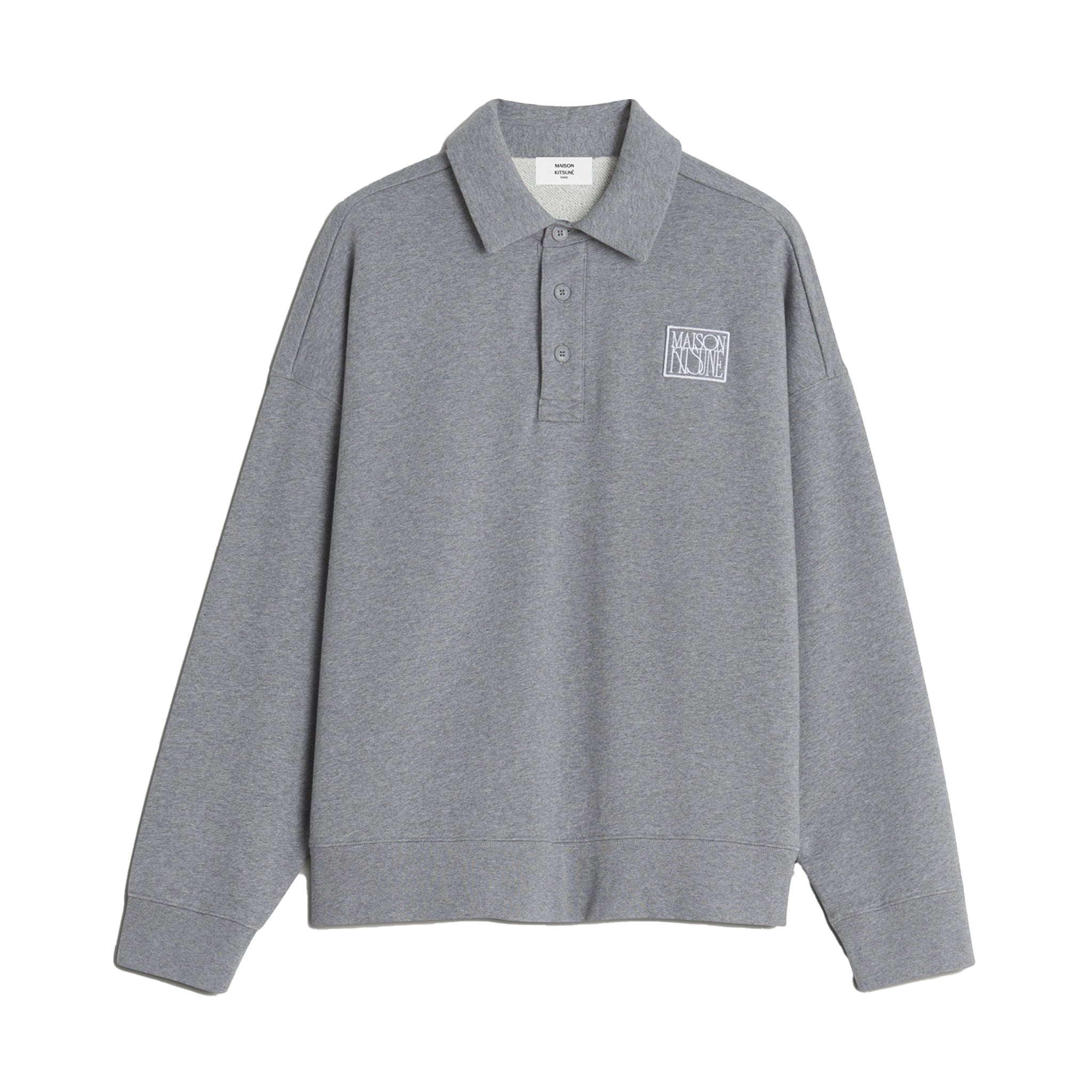 Maison Kitsuné Stamp oversized polo sweatshirt Grey Mel