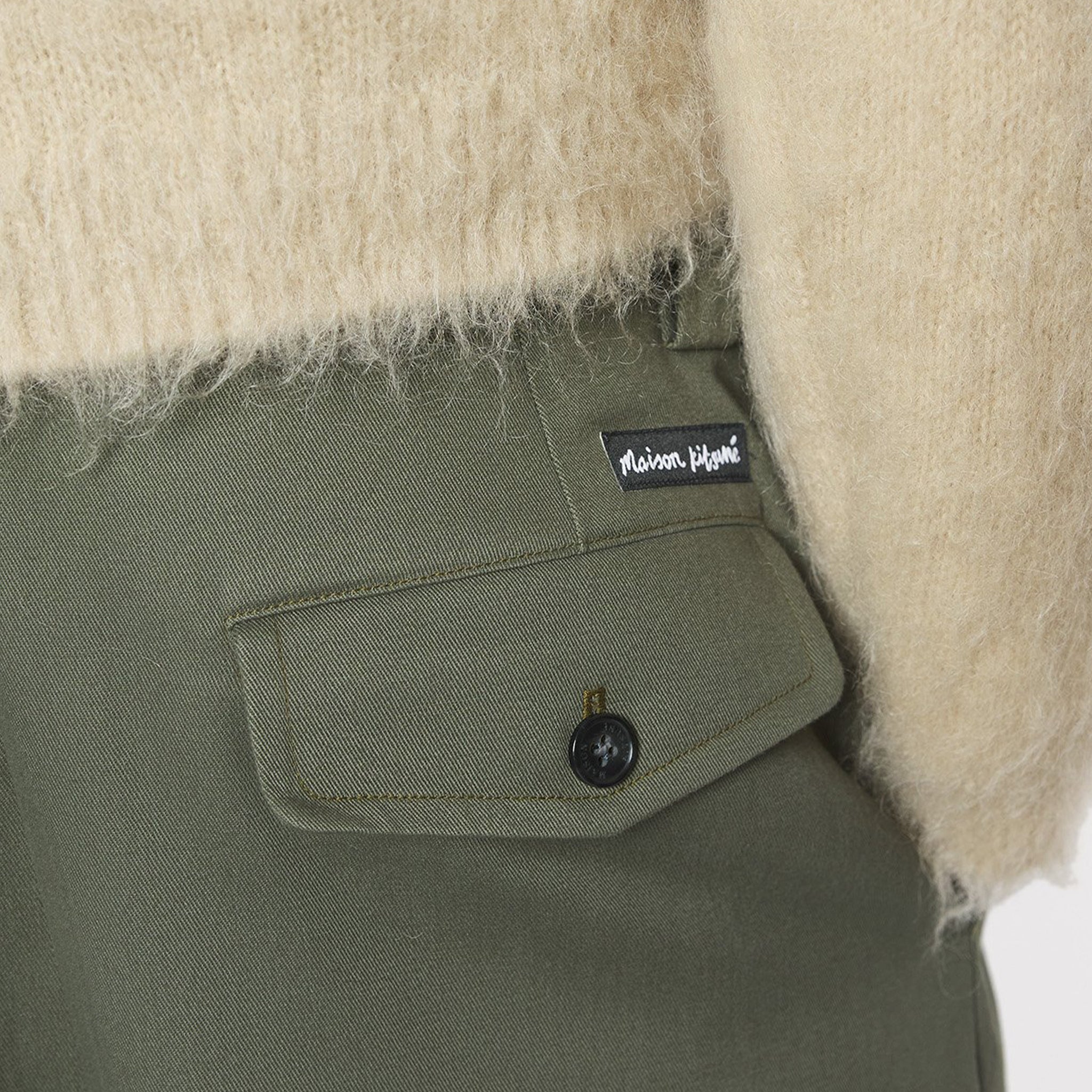 Maison Kitsuné Relaxed pleated pants Khaki