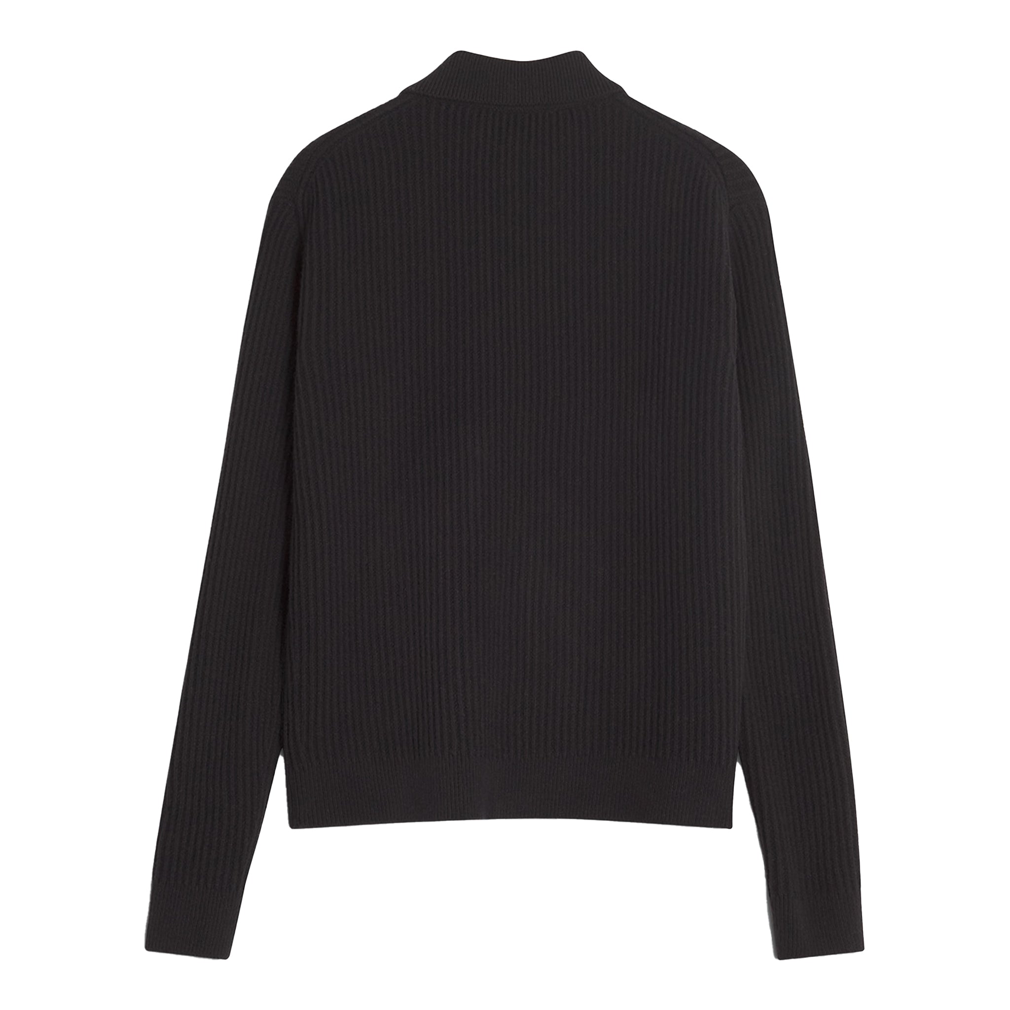 Maison Kitsuné Fox head wool ribbed polo jumper Black
