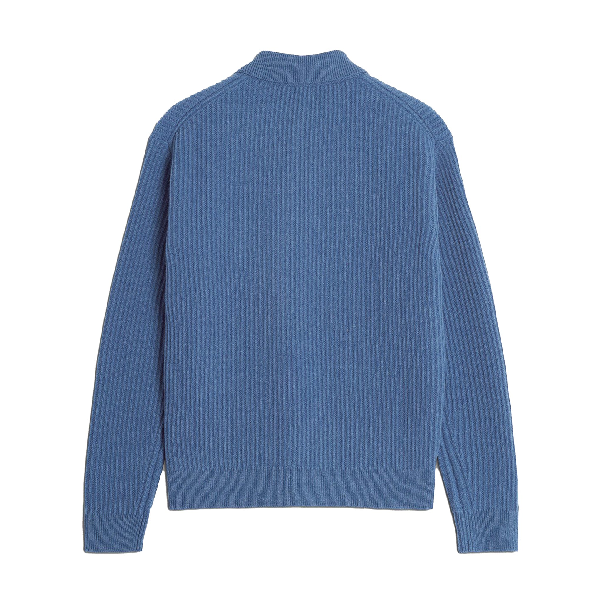 Maison Kitsuné Fox head wool ribbed polo jumper Blue