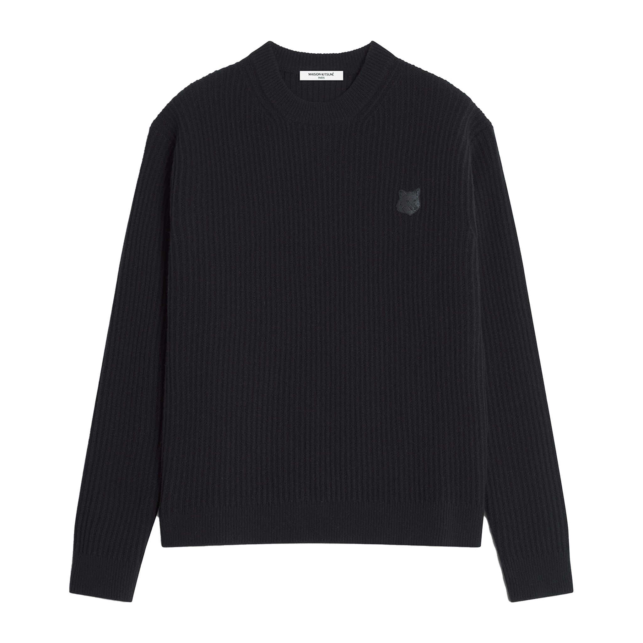 Maison Kitsuné Fox head wool ribbed jumper Black