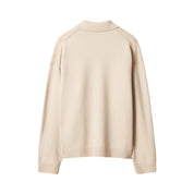 Maison Kitsuné Fox head intarsia merino polo jumper Beige