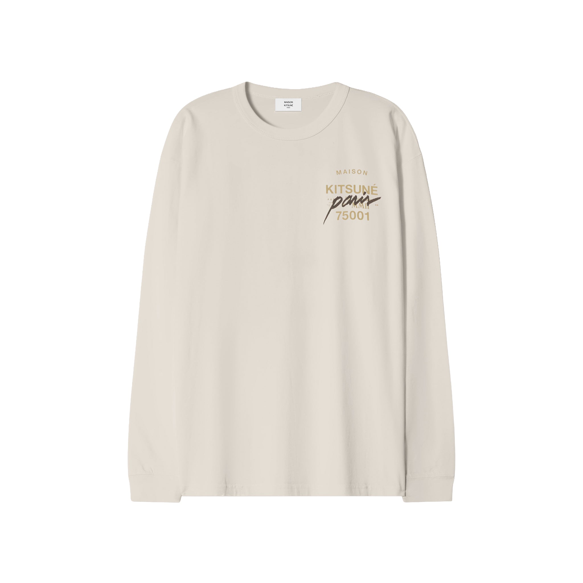Maison Kitsuné Mmii fox head oversize long sleeve tee-shirt Beige