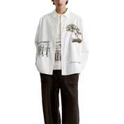 Maison Kitsuné Parcs of paris oversize shirt Beige