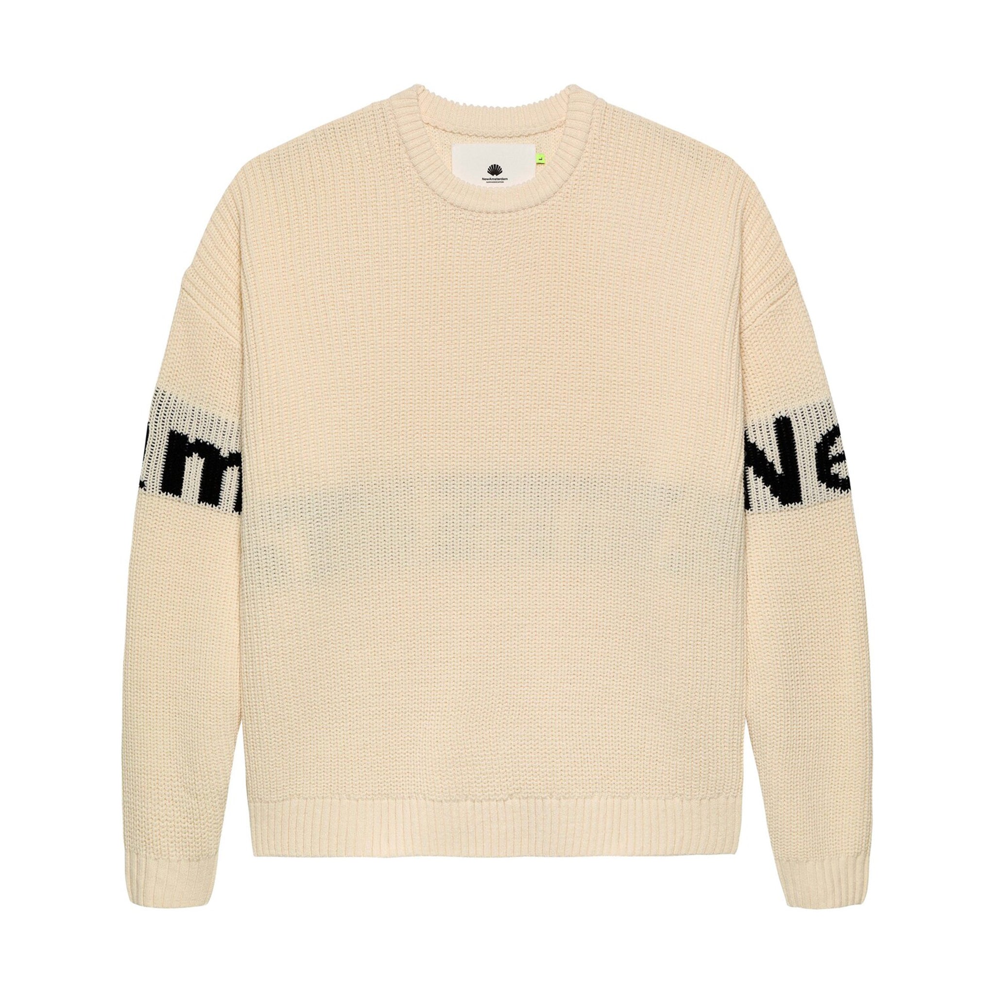 New Amsterdam Surf Association Name crew knit Ecru/black