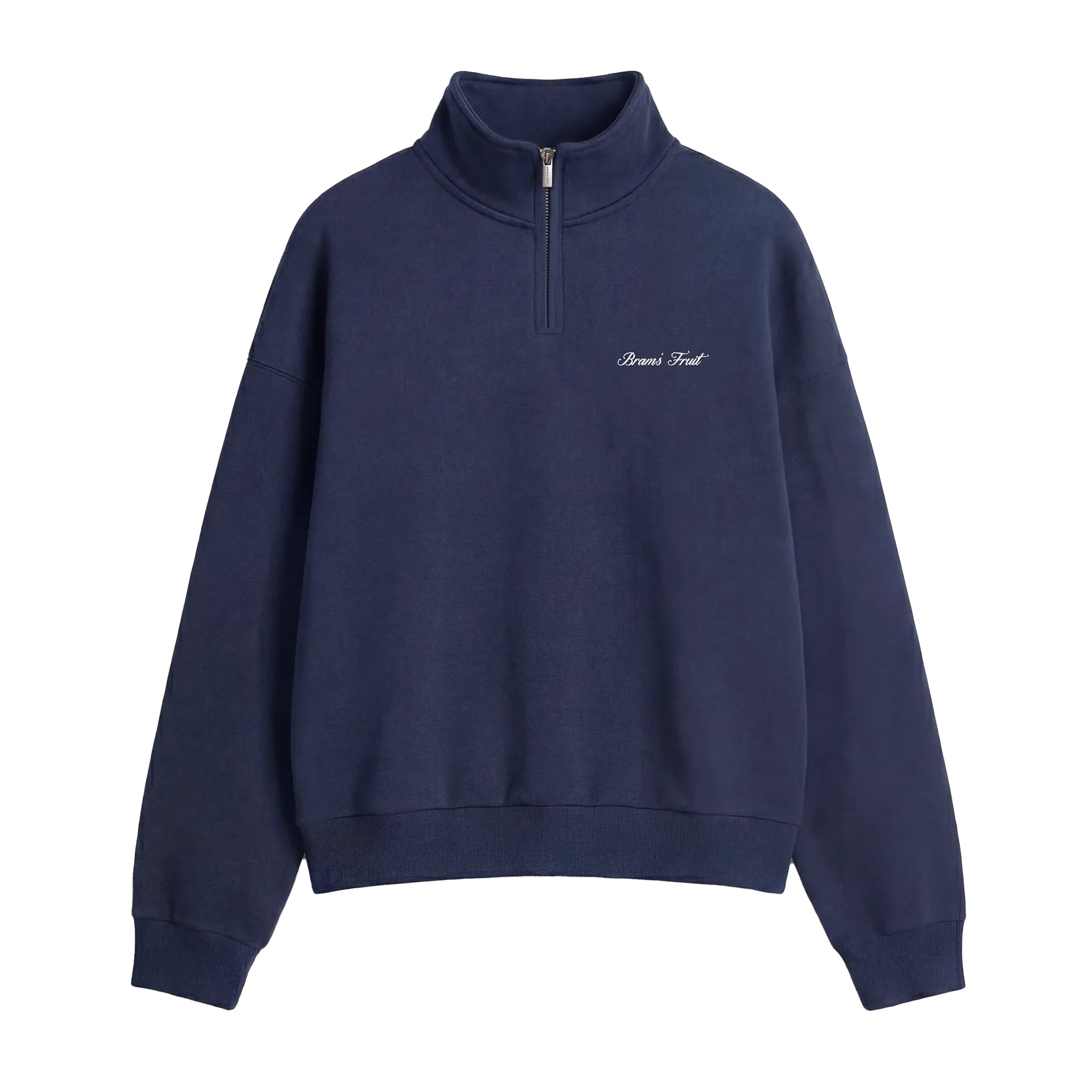 Bram's fruit Script logo quarter zip Blue