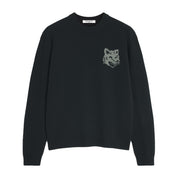 Maison Kitsuné Fox head intarsia merino jumper Black Mel