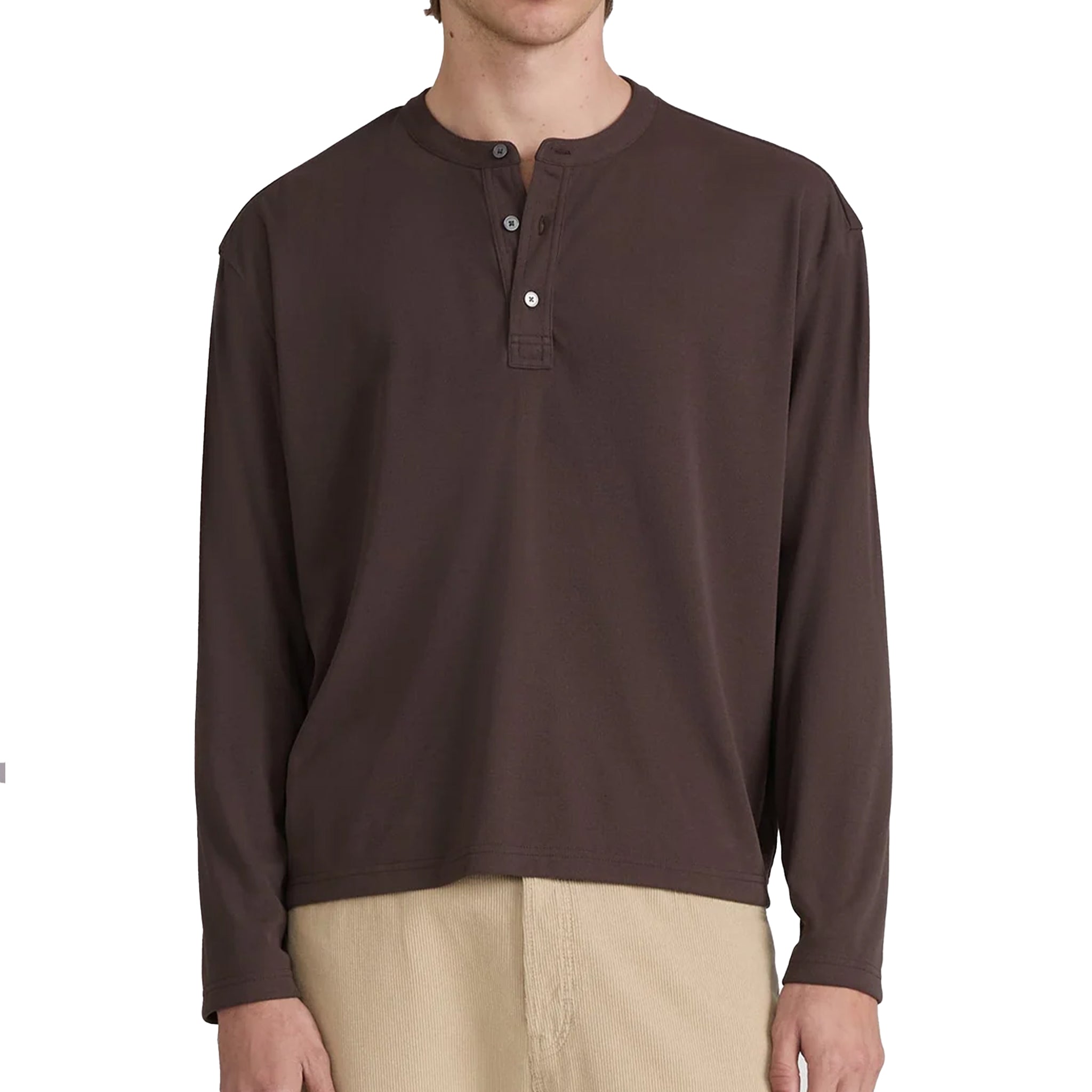 FRAME L/s henley shirt Brown