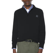 Maison Kitsuné Fox head wool ribbed polo jumper Black
