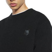 Maison Kitsuné Fox head wool ribbed jumper Black
