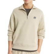 Maison Kitsuné Fox head comfort half zip sweatshirt Sand