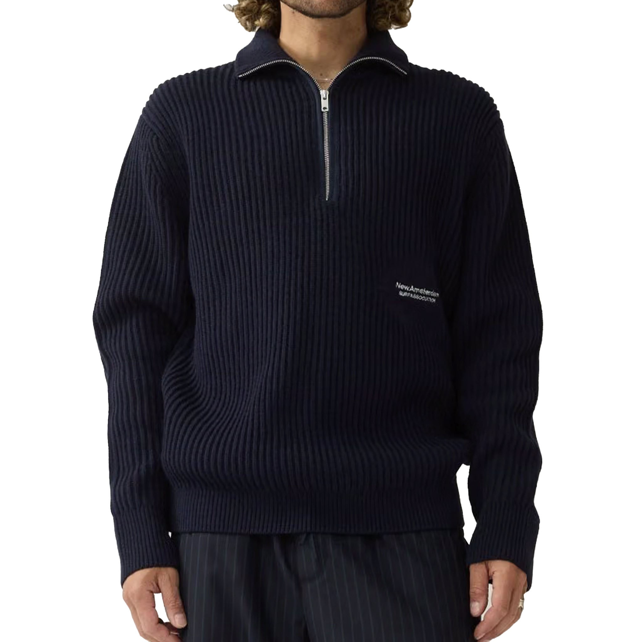 New Amsterdam Surf Association Knitted half zip Midnight
