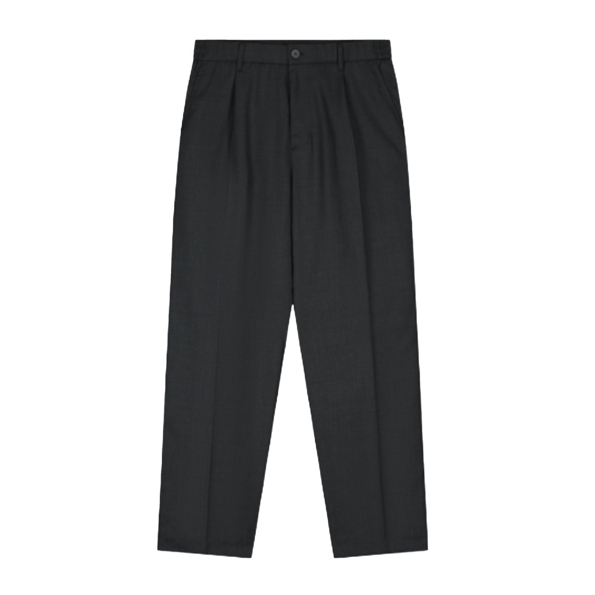OLAF Reagular wool blend pleated pant Charcoal